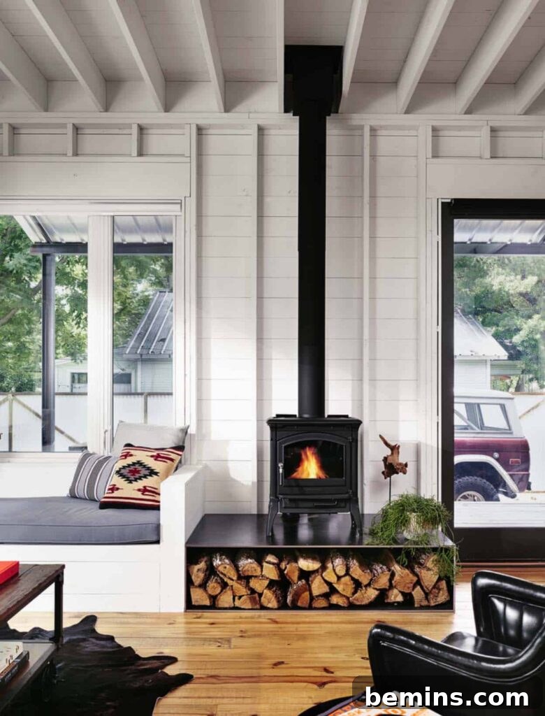 Clean, simple lines in this Scandinavian inspired wood-burning stove.