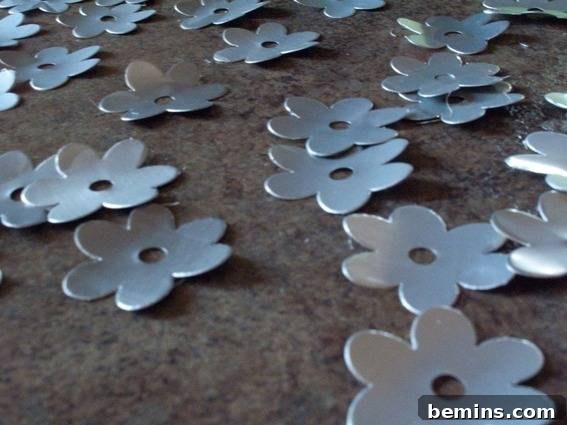 Pile of aluminum flowers