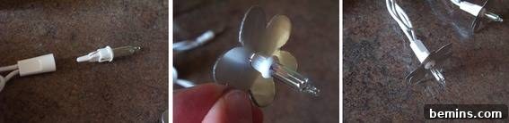 Attaching flowers to the lights