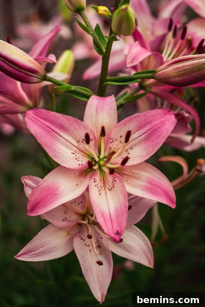 Trumpet-shaped lily flowers
