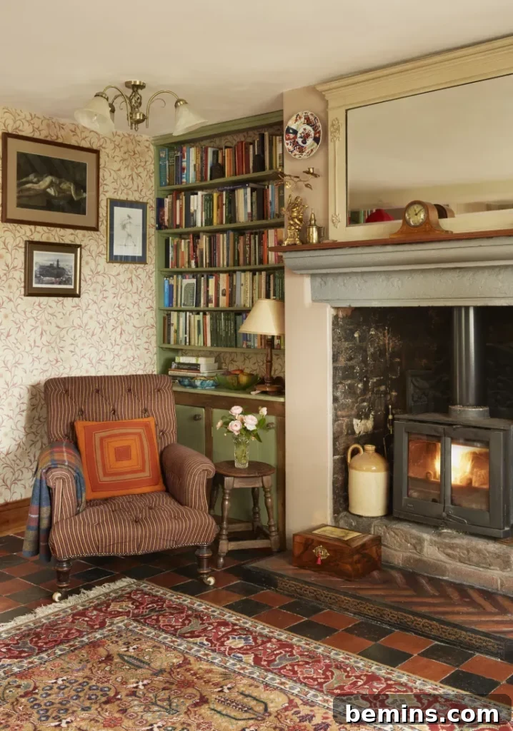 Every cottage needs the perfect spot for reading by the fire. Image from Real Homes. 