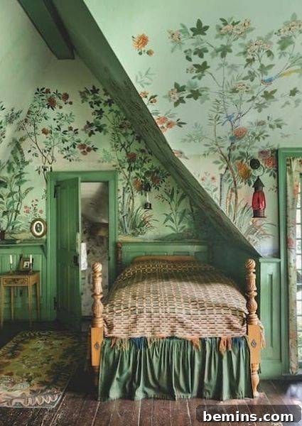 Painted floral mural brings the countryside inside. Image from Uptown Girl.