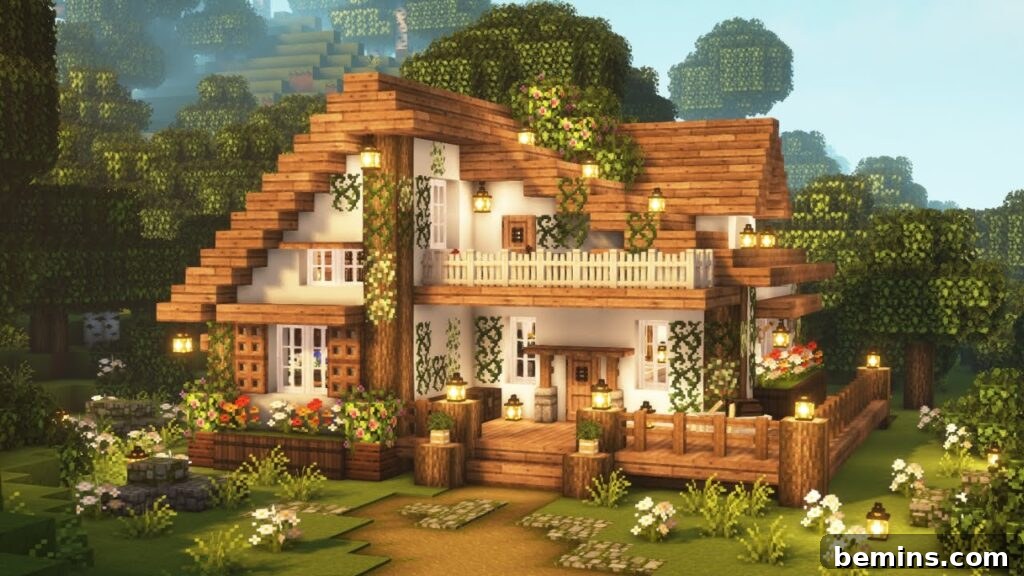 Example of a Minecraft cottagecore cabin build tutorial, showcasing the digital adaptation of the aesthetic.