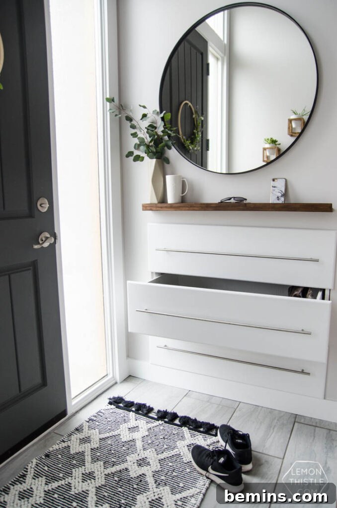 DIY built-in shoe storage.