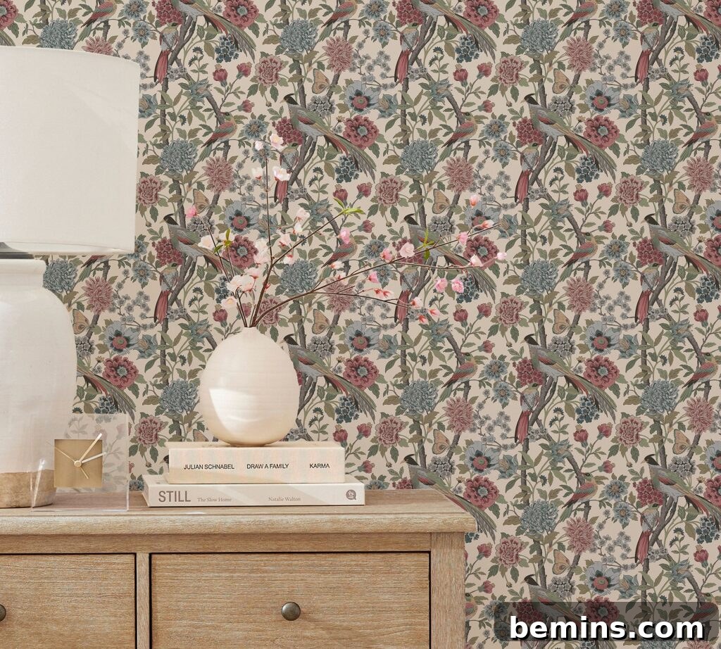 Pottery Barn Bloom Floral Print Wallpaper.