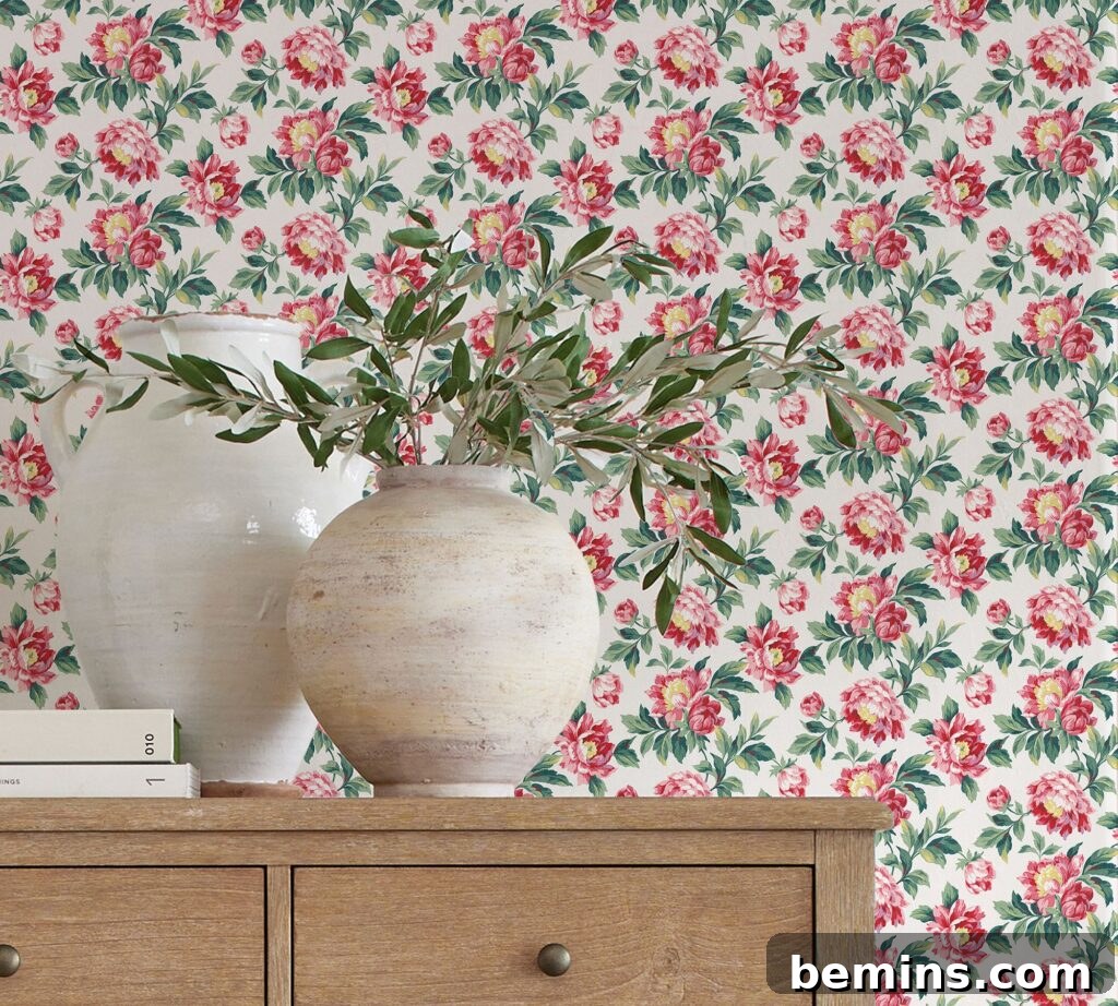 Peony Printed Wallpaper from Pottery Barn.
