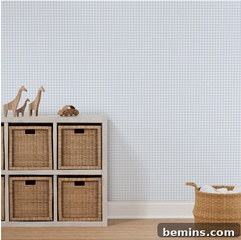 Stockholm Gingham faded blueberry Wallpaper from Spoonflower. Available in loads of colors.
