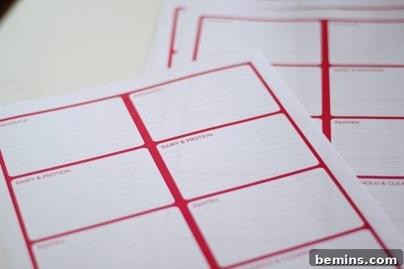 Printed Grocery List Templates