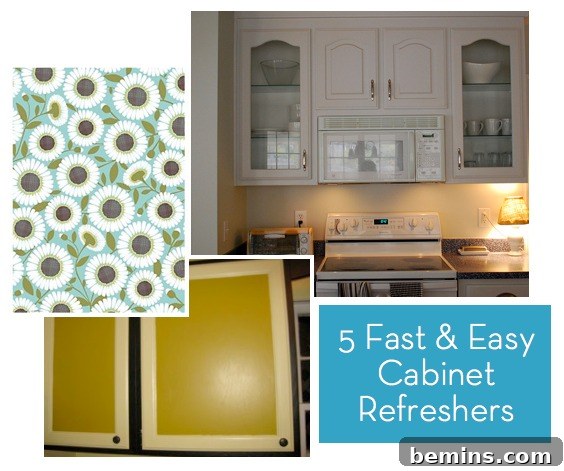 5 Quick and Budget-Friendly Cabinet Refresh Ideas 2 Kitchen cabinets before makeover, showcasing the potential for improvement.