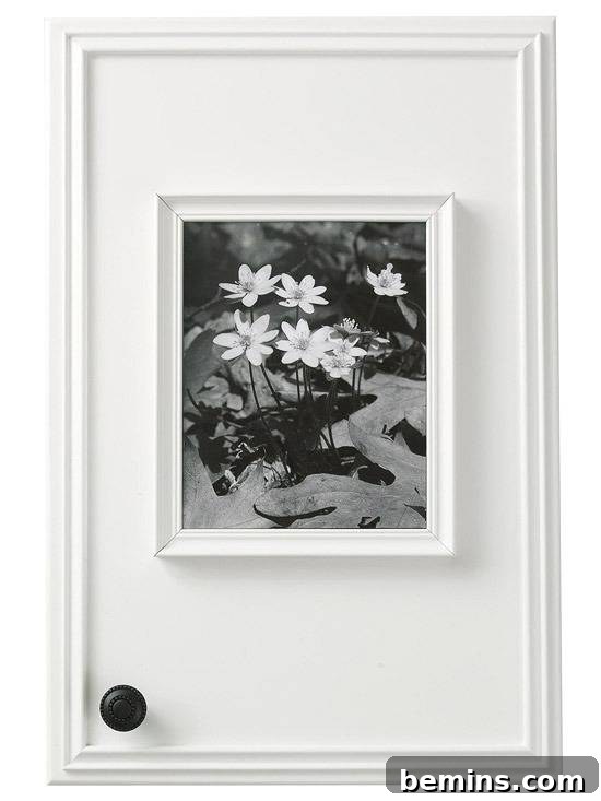 5 Quick and Budget-Friendly Cabinet Refresh Ideas 8 Kitchen cabinets with decorative frames, adding an unexpected touch of elegance.
