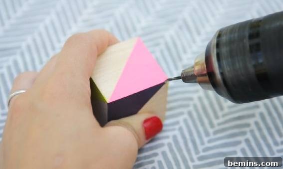 Creating a Contemporary Geometric Mobile: A DIY Guide 7 Drilling Pilot Holes