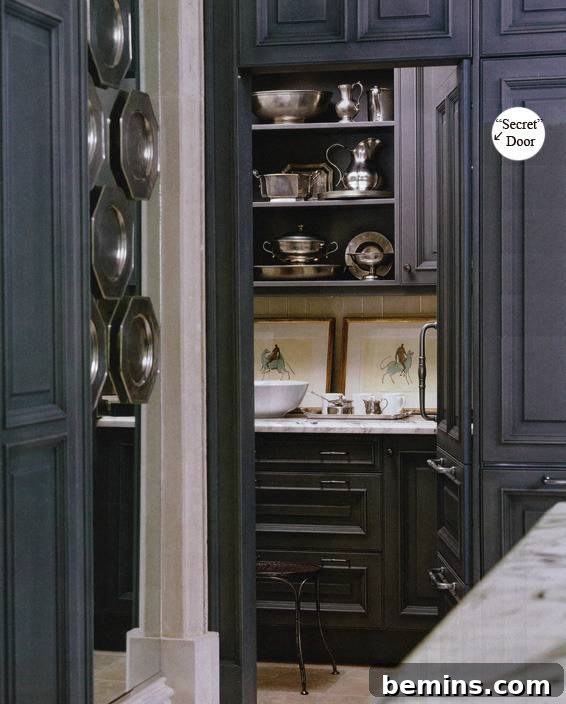 An open pantry with meticulously organized jars.