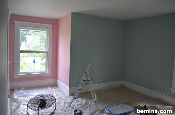 Ayla's Room Painted in Rainwashed and Lotus Flower
