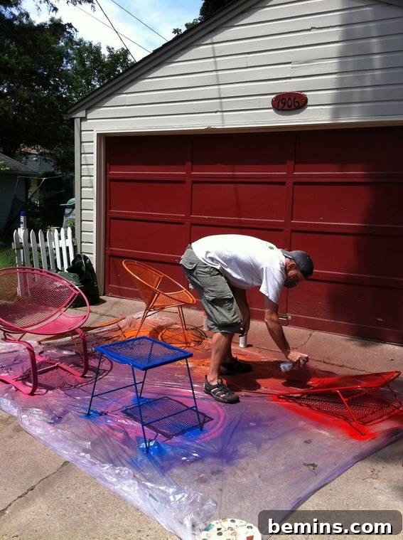 Reader Reimagined: A Vibrant Patio Furniture Transformation 6 First Attempt at Spray Painting Wrought Iron Furniture
