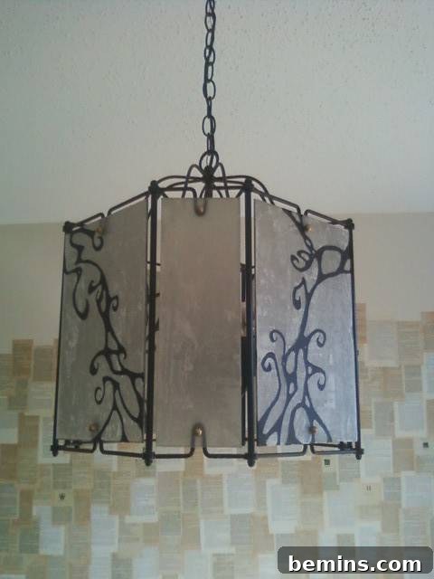 After: A Hand-Painted Chandelier with a Unique Design