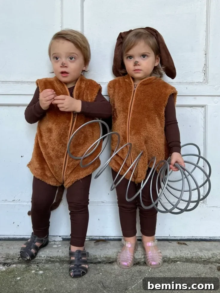 DIY Slinky Dog Costume for Twins