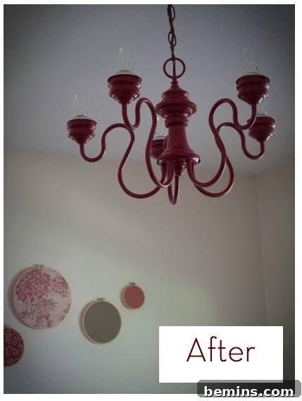 Final Result: A Beautifully Transformed Chandelier in the Guest Room
