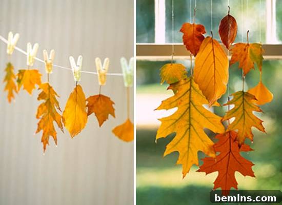 Wax-Dipped Hanging Leaves