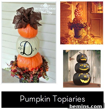 Elegant pumpkin topiary idea for fall decorations