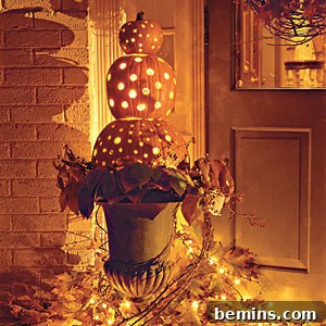 Halloween Pumpkins Topiary ideas for front door decoration