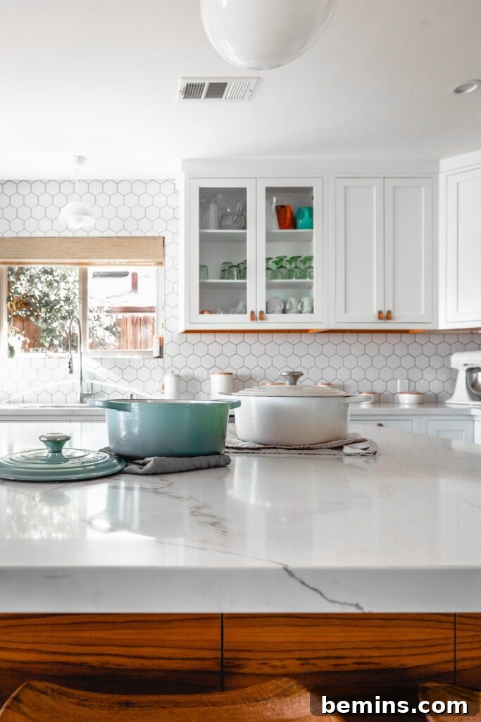 Two cooking pots on kitchen island