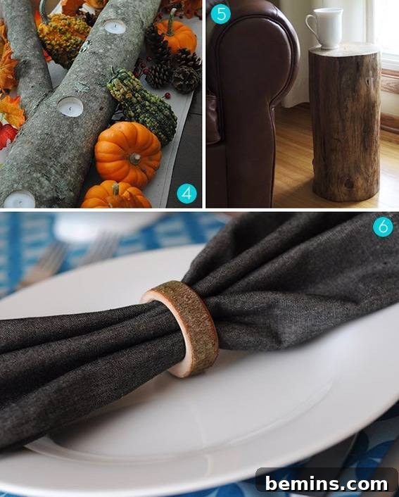 Creative Crafts with Fallen Branches: 15 DIY Projects 3 DIY Log Centerpiece Votive Holder
