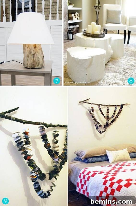 Creative Crafts with Fallen Branches: 15 DIY Projects 4 DIY Tree Stump Table Lamp