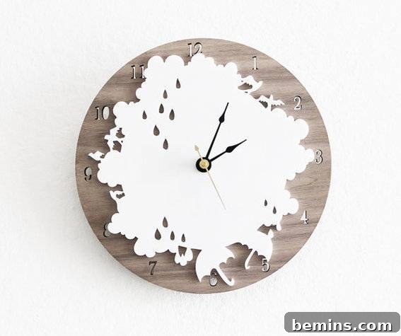 Rainy Day Wall Clock - Handmade Clock Gift