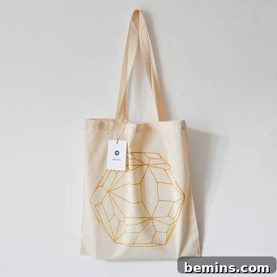 Gold Hexagon Screen Printed Tote - Handmade Tote Bag Gift