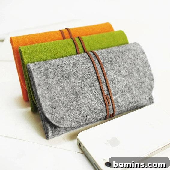 Felt and Leather iPhone Case - Handmade Etsy Gift