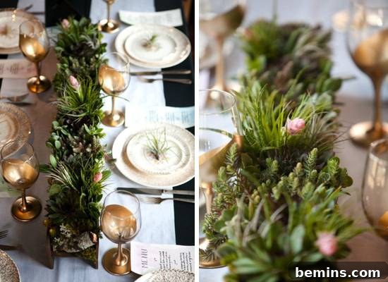 Sophisticated Thanksgiving table decor with autumn leaves and candles.
