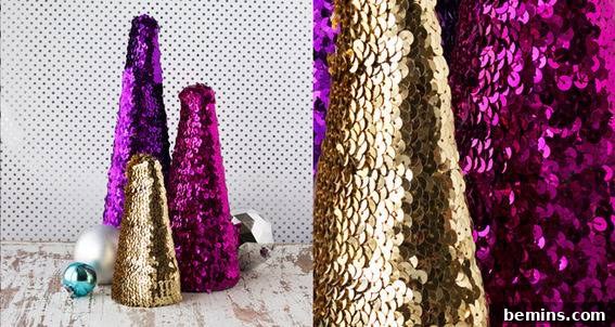 Visually Stunning DIY Holiday Party Decorations: 20 Creative Ideas 18 Sequin Christmas Tree Cones