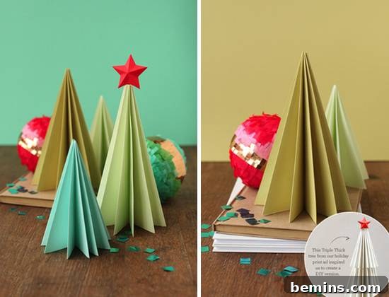 Visually Stunning DIY Holiday Party Decorations: 20 Creative Ideas 21 Accordion Paper Trees for Mantle