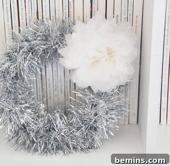 Visually Stunning DIY Holiday Party Decorations: 20 Creative Ideas 22 Last Minute Tinsel Wreath Idea