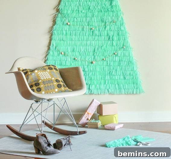 Sparkle Without Sprawl: Creative Space-Saving Christmas Trees 5 DIY fringed wall art Christmas tree without a trunk