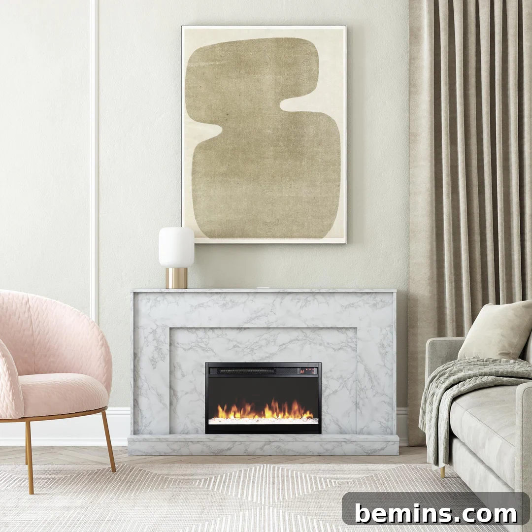Electric fireplace with a marble surround