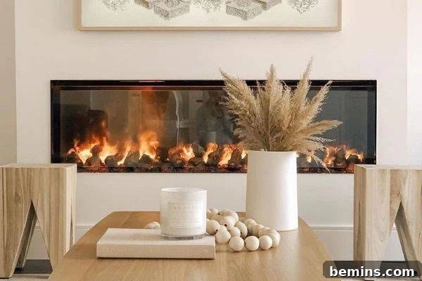Cream wall with beige desk and electric fireplace built-in