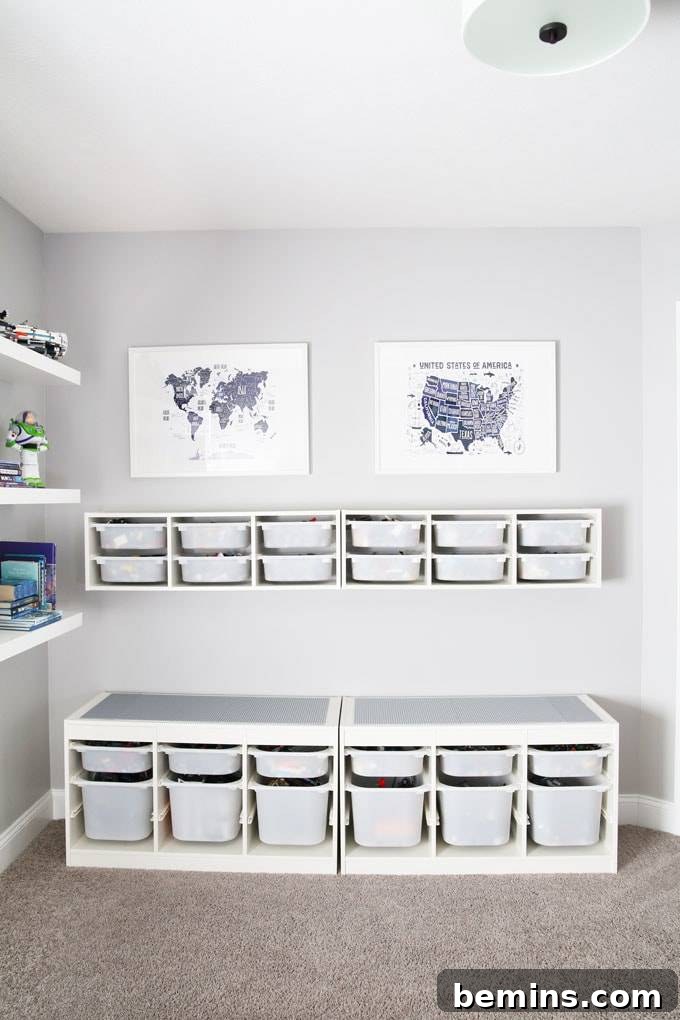 The IKEA TROFAST storage units used as lego storage.