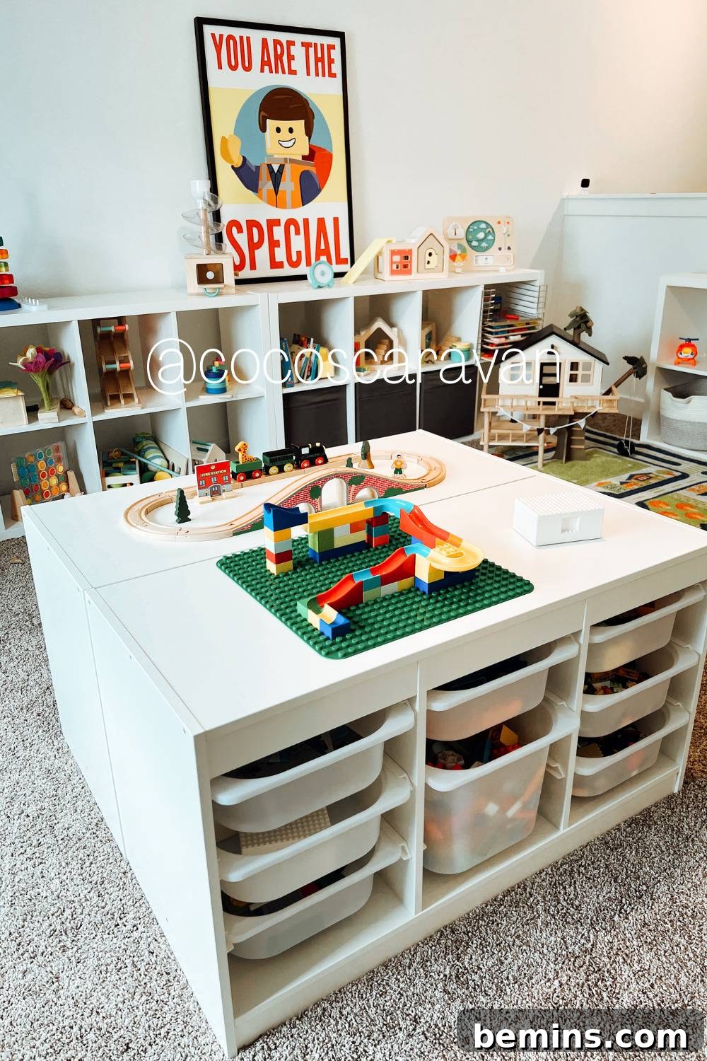 TROFAST storage units as Lego table.