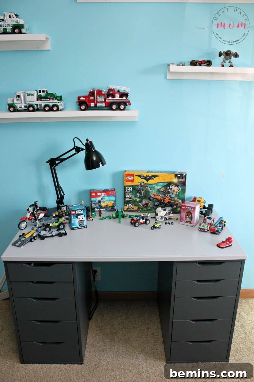 KLIMPEN table top, and VARIERA flatware trays make up this Lego table.