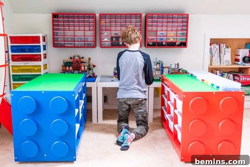 IKEA TROFAST frame, transformed into giant Lego bricks.