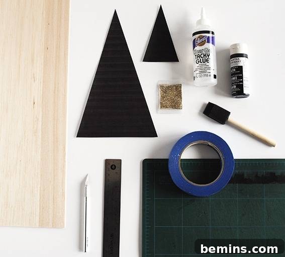 Supplies for a DIY wooden Xmas tree