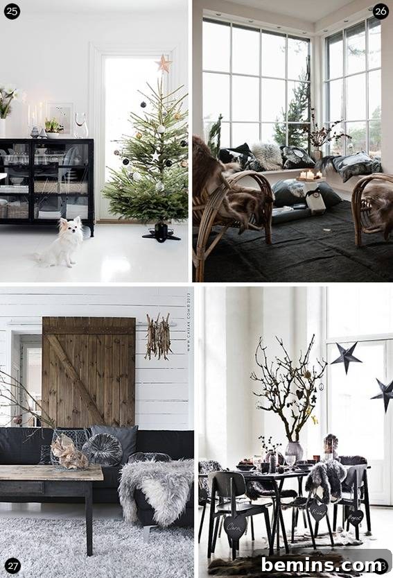 Black, white, and gold Christmas decor