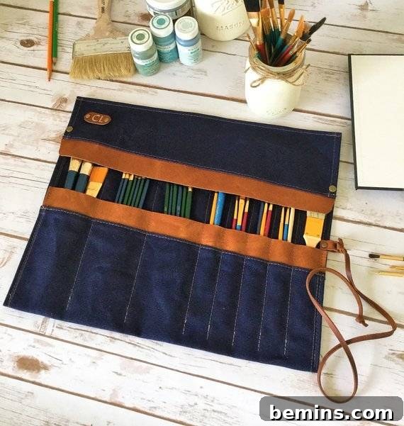 Handmade Waxed Canvas Brush Roll