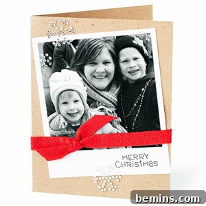 Create a charming Polaroid-inspired handmade Christmas card with a personal photo.