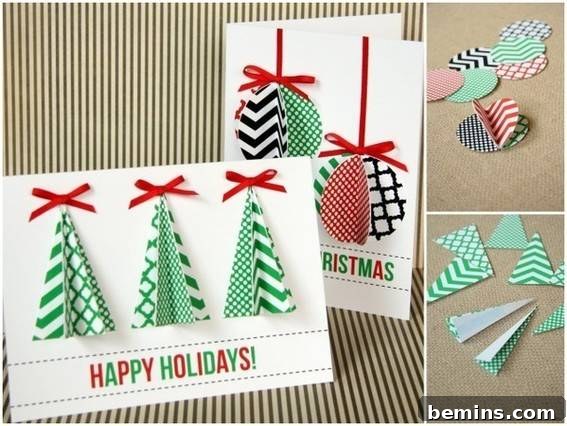 Two festive handmade greeting cards featuring paper cuttings and 'Happy Holidays' sentiment.