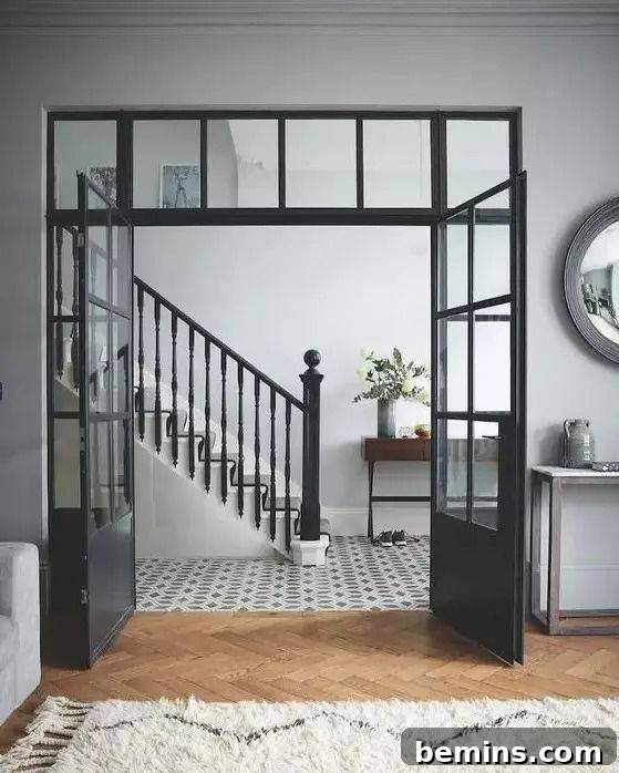 Transom Windows: A Complete Guide 11 Hallway with black door and transom windows black trim