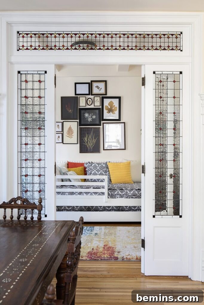 Transom Windows: A Complete Guide 14 Four transom windows with frosted glass and red and black design