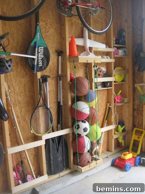 Attic storage for sports equipment