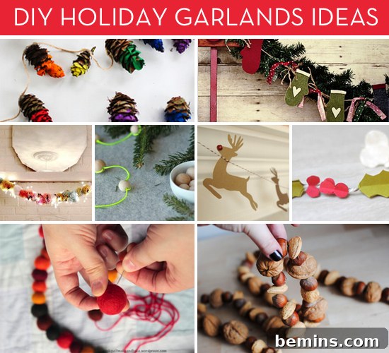 A beautifully decorated mantel with a festive DIY garland.